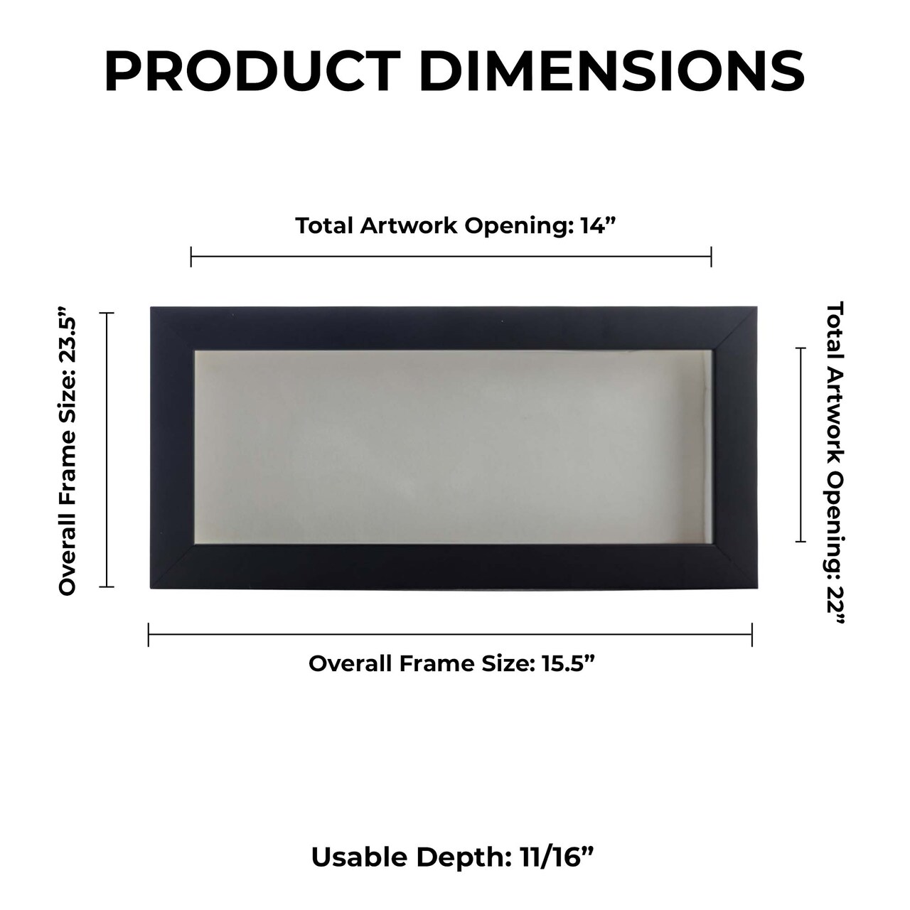 Classic Black Wood Shadown Box Frame with Acrylic Front - White Suede Backing, 30 Sizes